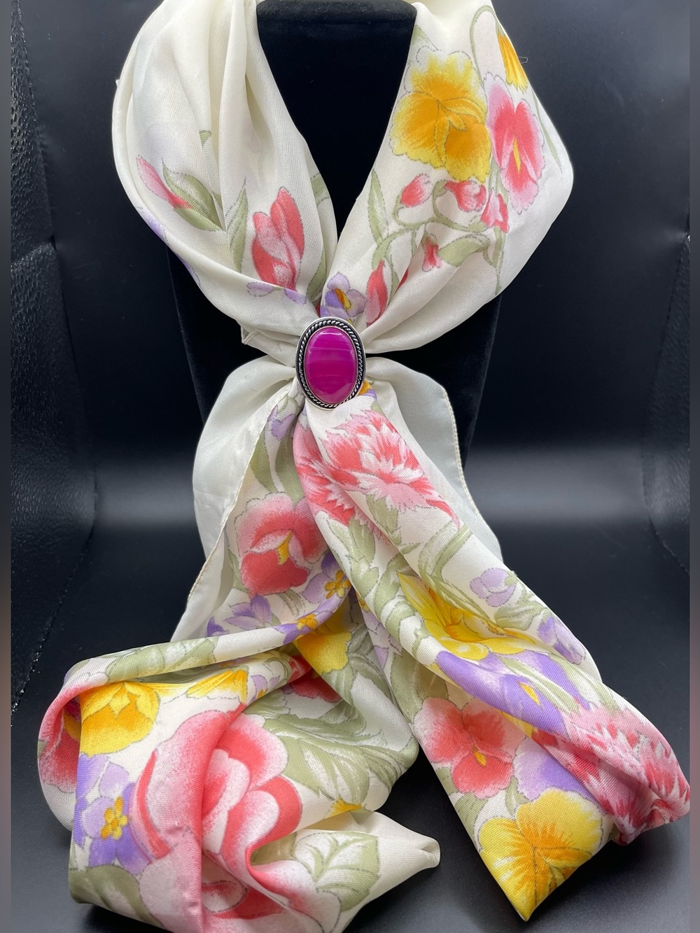 NWOT Handmade .925 Pink Lace Agate Ring sz 8.5/ scarf slider/ bag charm / 11.7g